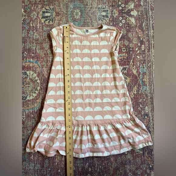 Tea Collection Girls 7 Pink and White Half moon Patterned sleeveless Dress - Picture 2 of 7